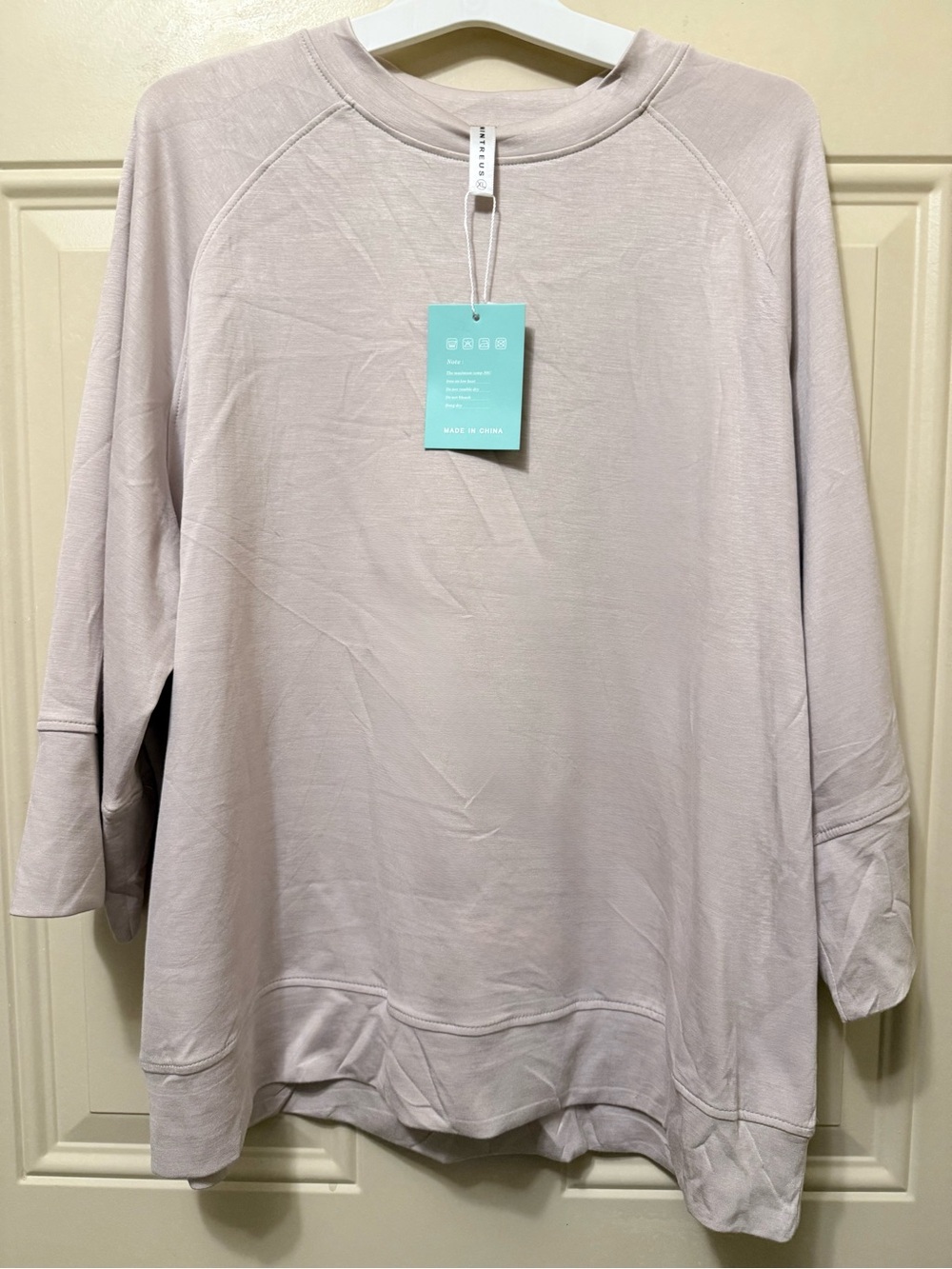 Mintreus Beige Knit Pullover Top with Three Quarter Sleeves Size XL